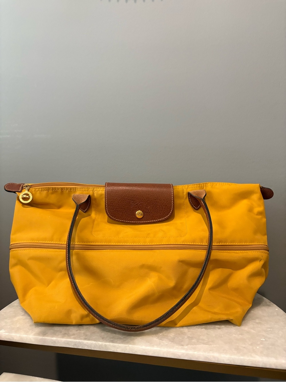 Longchamp Le Pliage expandable tote in the sun Yellow Nylon Tote